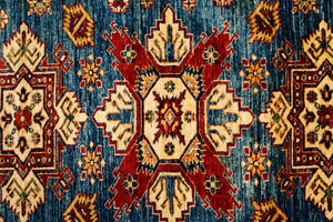 Blue Tribal Kazak Rug <br> 8" 1" x 9' 10"