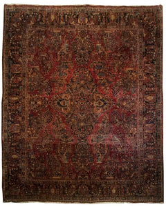 Antique Persian Sarouk Rug <br> 7' 9" x 9'